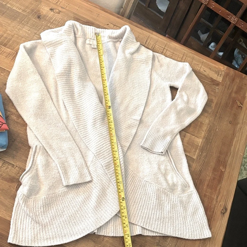 Barefoot Dreams Ivory Ribbed Shrug Sweater. Open Front | Neutral. Women’s Sz-M